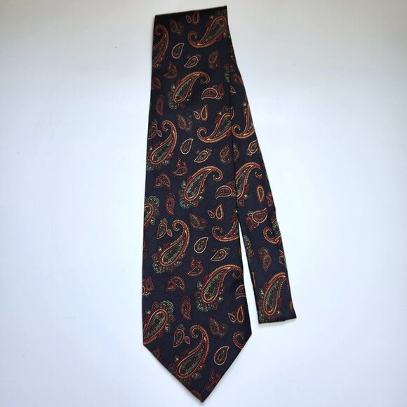 Domenico Franco Tie Men's 100% Italian Silk Necktie Paisley Pattern Blue - Picture 2 of 6